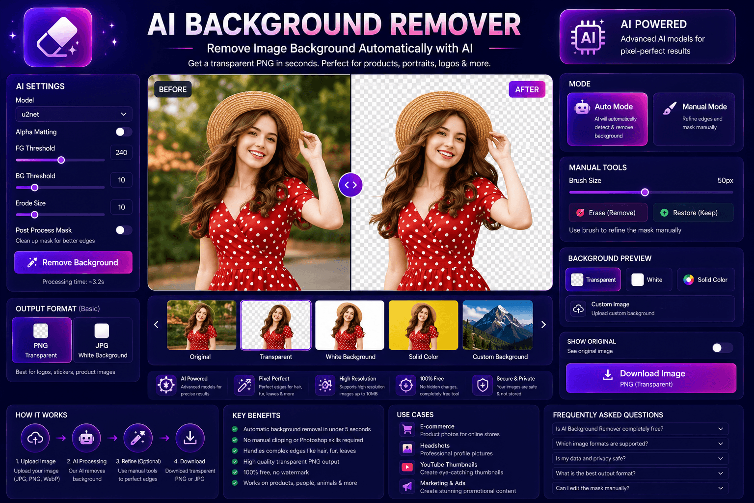 AI background removal preview showing subject cutout